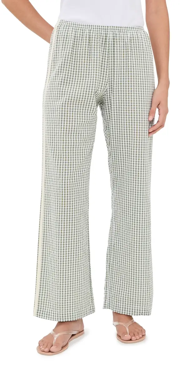 DONNI. The Cotton Gingham Stripe Crop Pants Dill | Image 1 DONNI. The Cotton Gingham Stripe Crop Pants Dill | Image 1