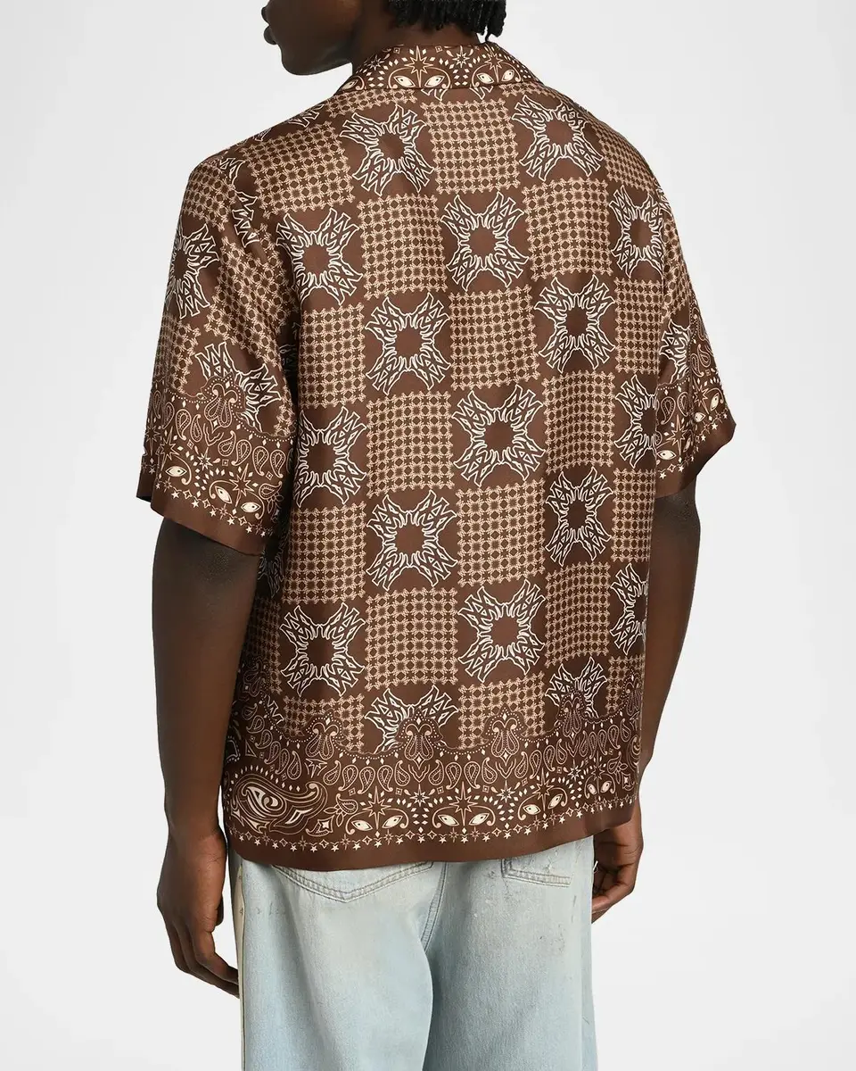 AMIRI Men's Silk MA Quad Paisley Short-Sleeve Shirt | Thumbnail 3 AMIRI Men's Silk MA Quad Paisley Short-Sleeve Shirt | Thumbnail 3