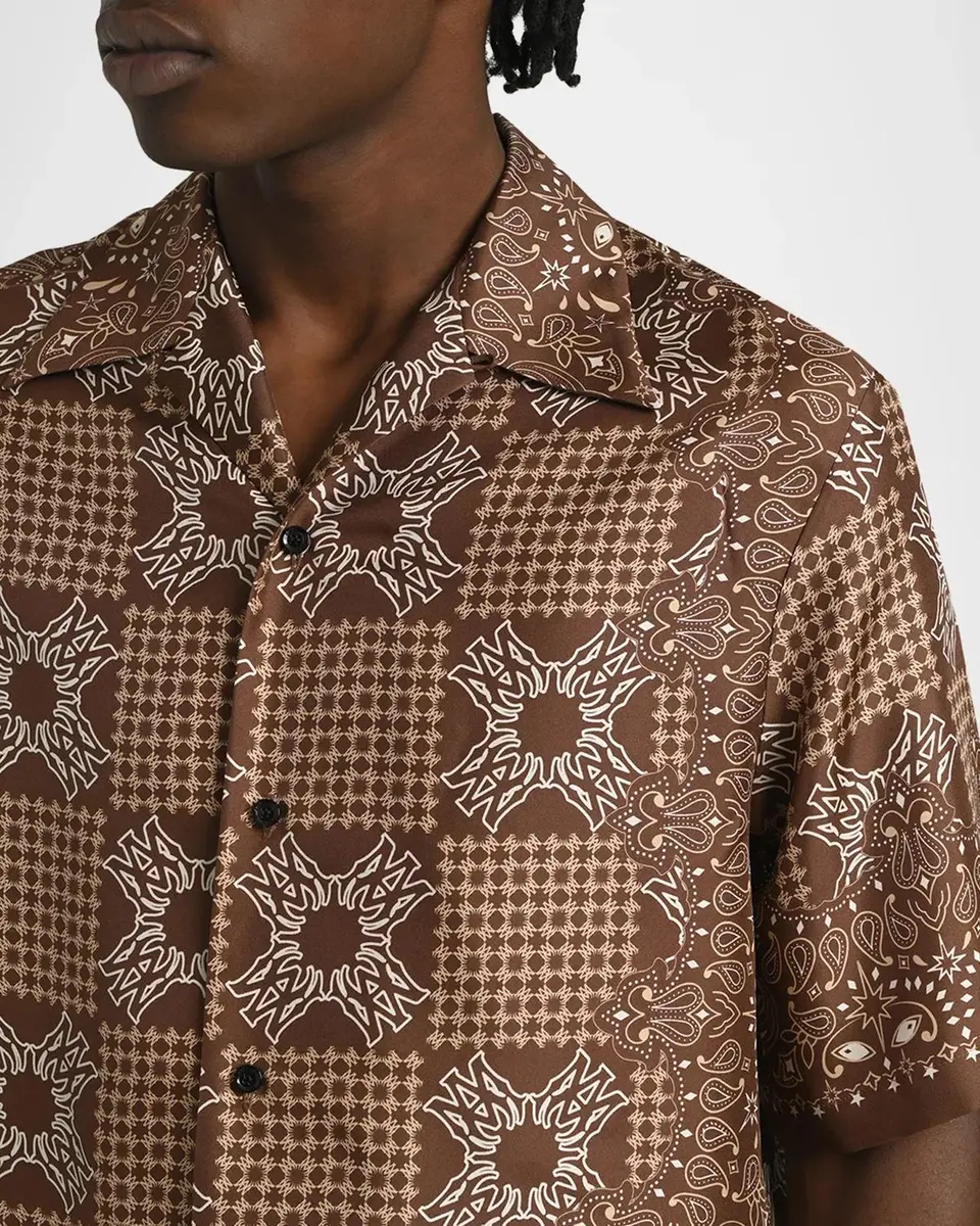 AMIRI Men's Silk MA Quad Paisley Short-Sleeve Shirt | Thumbnail 5 AMIRI Men's Silk MA Quad Paisley Short-Sleeve Shirt | Thumbnail 5