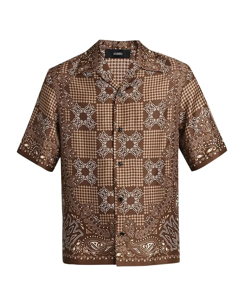 AMIRI Men's Silk MA Quad Paisley Short-Sleeve Shirt | Image 1 AMIRI Men's Silk MA Quad Paisley Short-Sleeve Shirt | Image 1