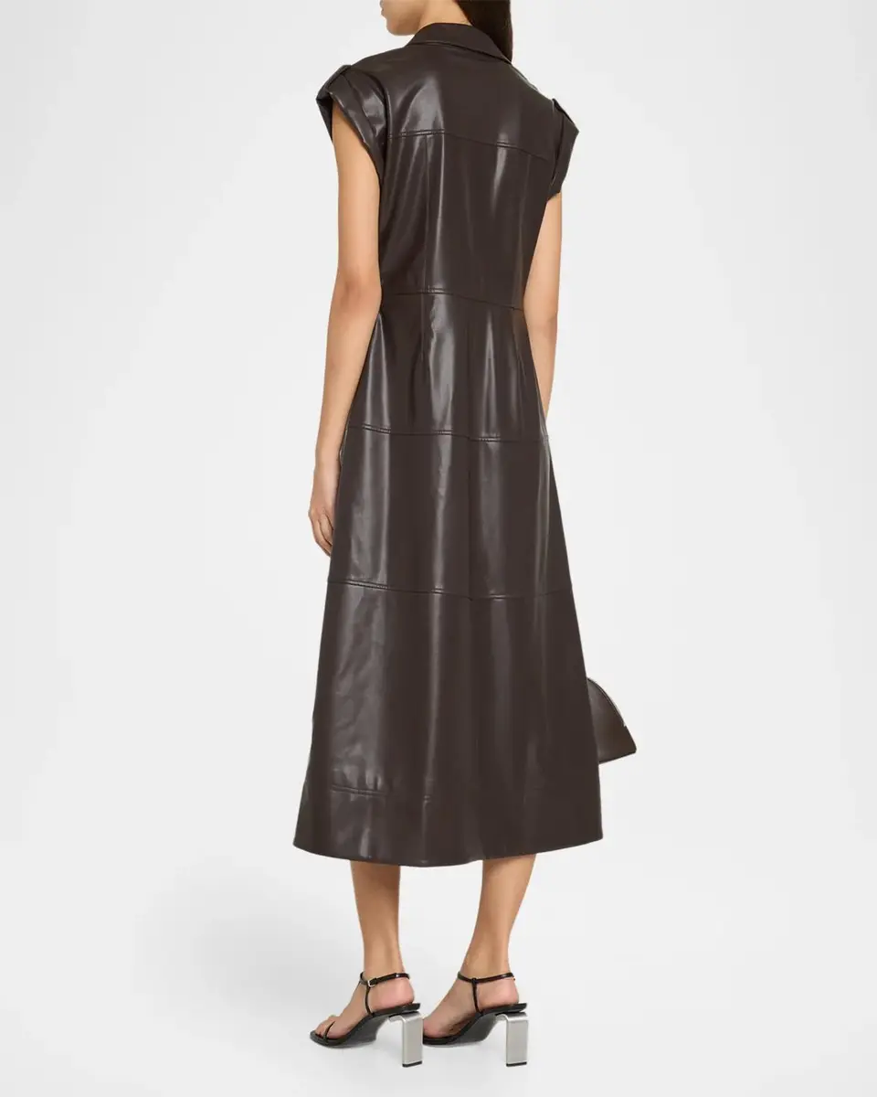 TANYA TAYLOR Shivi Faux-Leather Midi Dress | Thumbnail 3 TANYA TAYLOR Shivi Faux-Leather Midi Dress | Thumbnail 3
