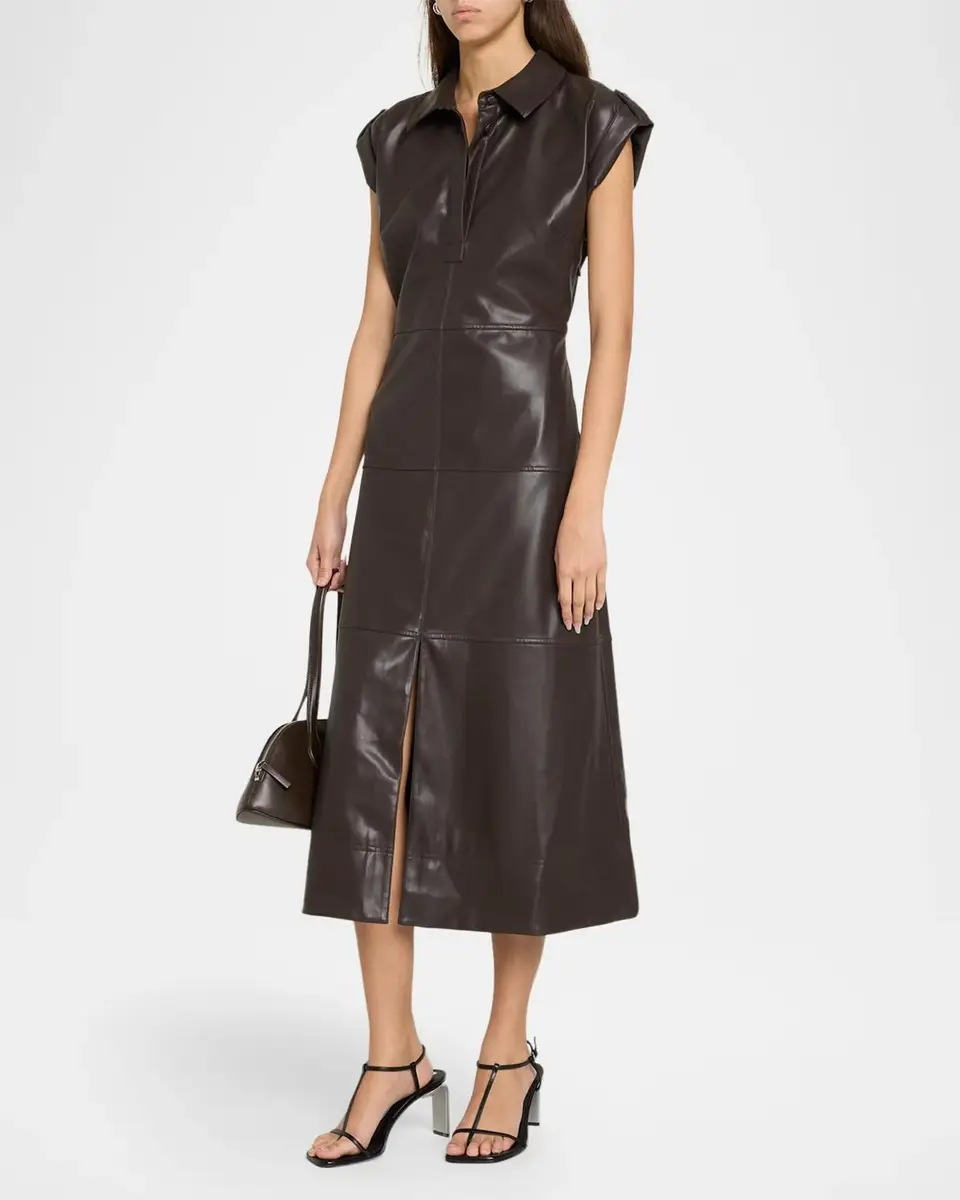 TANYA TAYLOR Shivi Faux-Leather Midi Dress | Thumbnail 4 TANYA TAYLOR Shivi Faux-Leather Midi Dress | Thumbnail 4