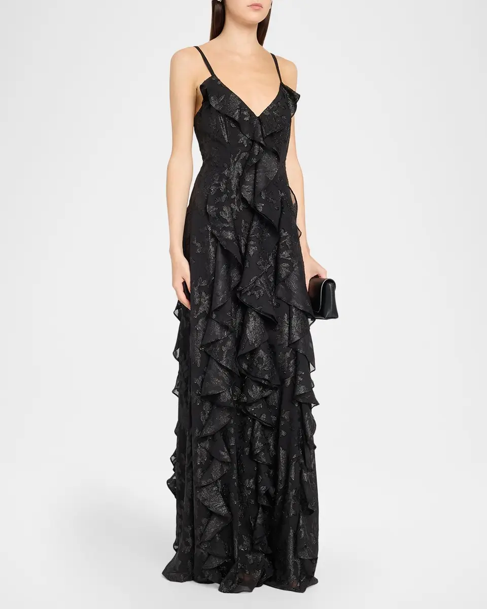 Ramy Brook Penelope Flocked Ruffled Gown | Thumbnail 4 Ramy Brook Penelope Flocked Ruffled Gown | Thumbnail 4