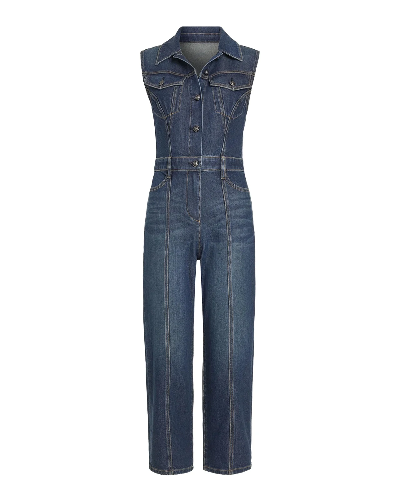 Jessie Cropped Denim Jumpsuit