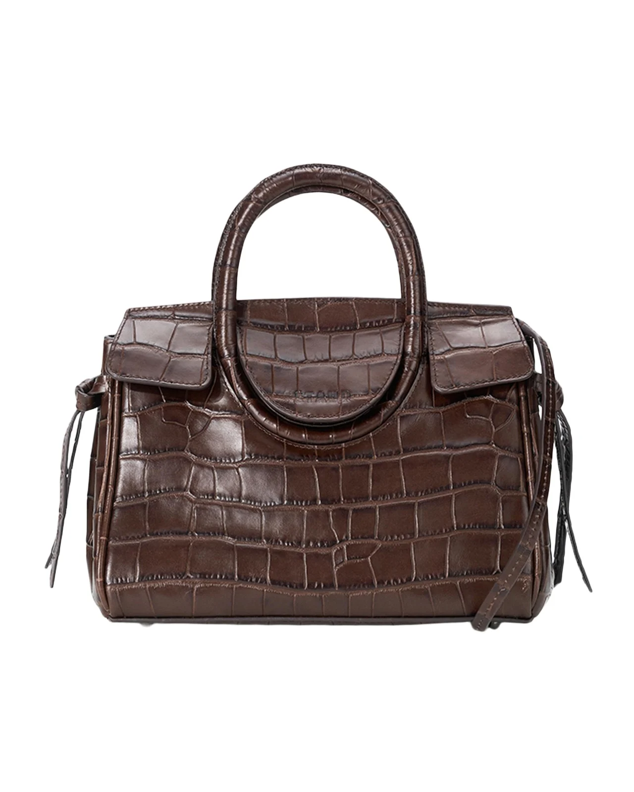 Maude Mini Croc-Embossed Carryall Crossbody Bag Maude Mini Croc-Embossed Carryall Crossbody Bag