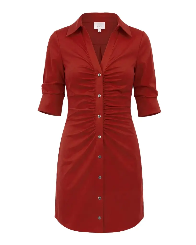 Cinq à Sept Elina Ruched Button-Front Mini Dress