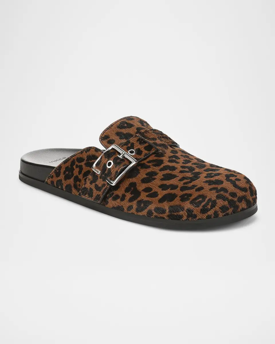 Vince Leon Leopard Calf Hair Clogs | Thumbnail 2 Vince Leon Leopard Calf Hair Clogs | Thumbnail 2