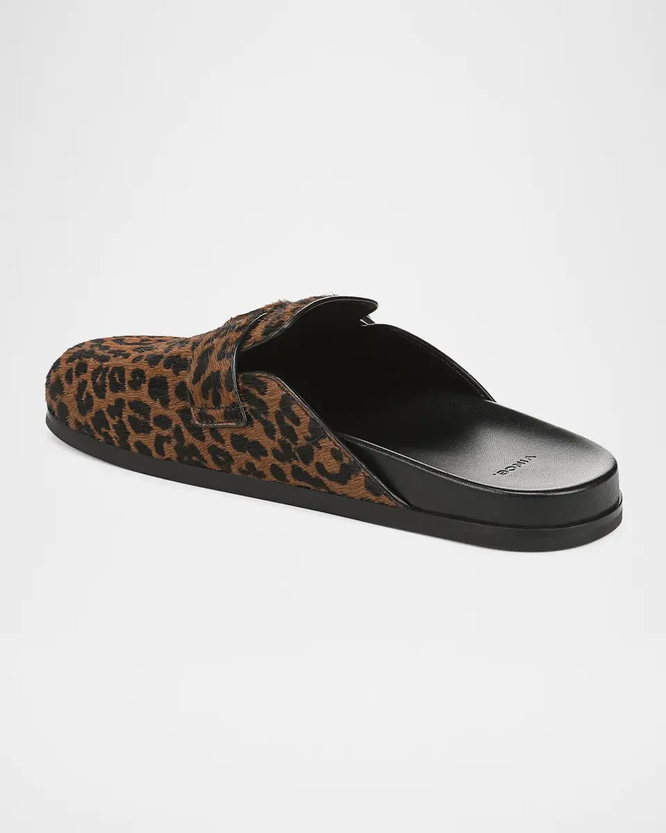 Vince Leon Leopard Calf Hair Clogs | Thumbnail 3 Vince Leon Leopard Calf Hair Clogs | Thumbnail 3