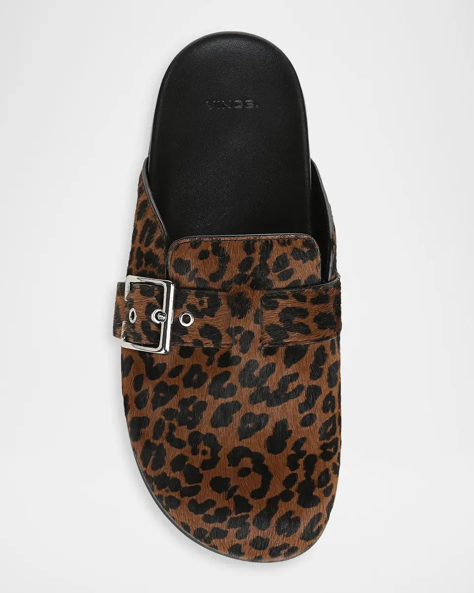 Vince Leon Leopard Calf Hair Clogs | Thumbnail 4 Vince Leon Leopard Calf Hair Clogs | Thumbnail 4