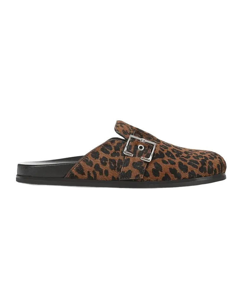 Vince Leon Leopard Calf Hair Clogs