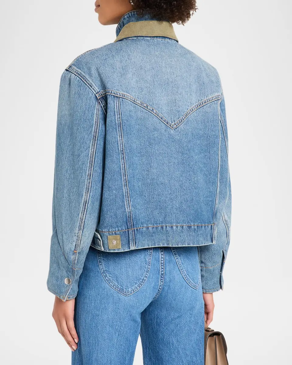 Veronica Beard Wegner Layered Corduroy-Collar Denim Jacket | Thumbnail 3 Veronica Beard Wegner Layered Corduroy-Collar Denim Jacket | Thumbnail 3