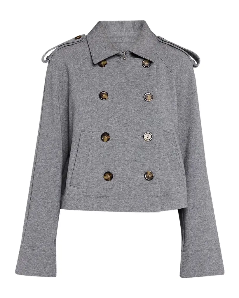 Conneley Cotton-Blend Double-Breasted Crop Trench Coat