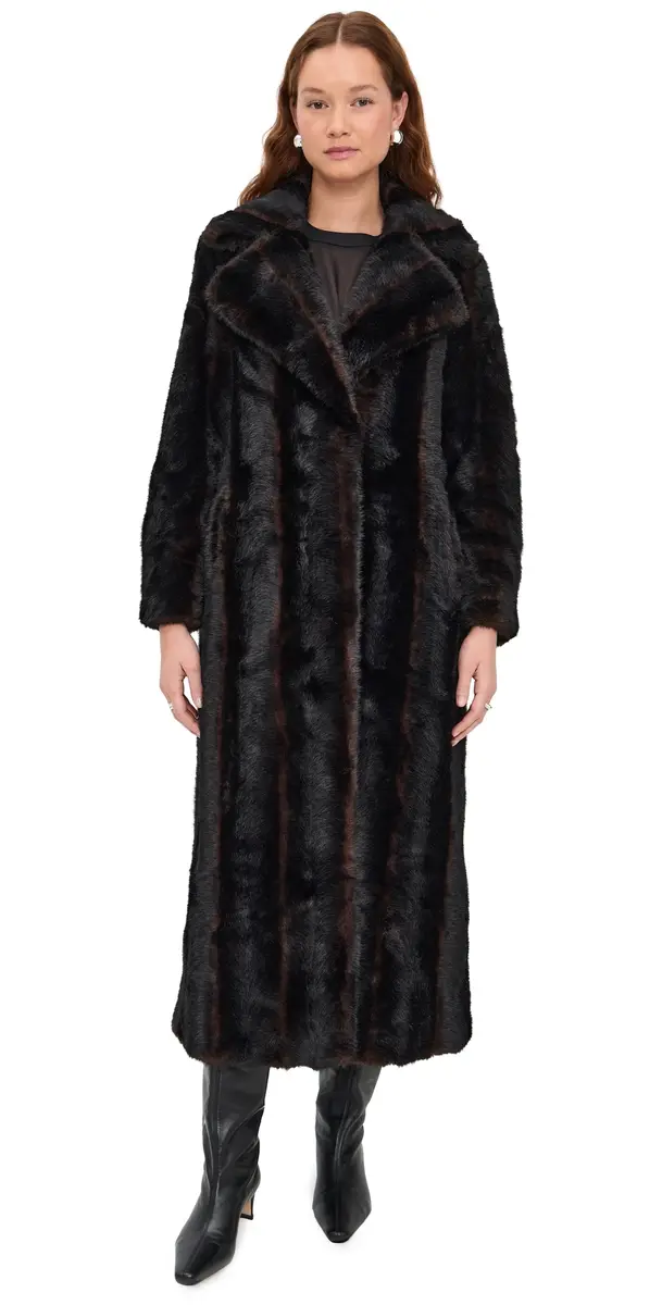Apparis Gabrielle Shaved Mink Maxi Coat Noir Multi | Image 1 Apparis Gabrielle Shaved Mink Maxi Coat Noir Multi | Image 1