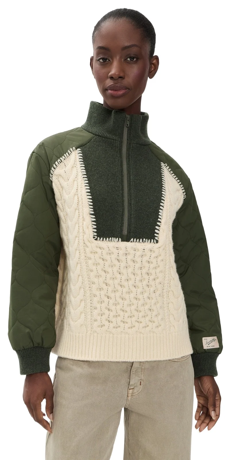Allen Cable Half Zip Combo Pullover