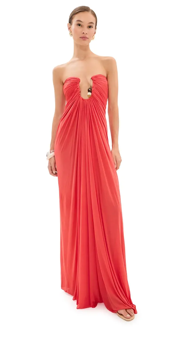 Christopher Esber Helix Crystal Strapless Gown Paprika | Image 1 Christopher Esber Helix Crystal Strapless Gown Paprika | Image 1