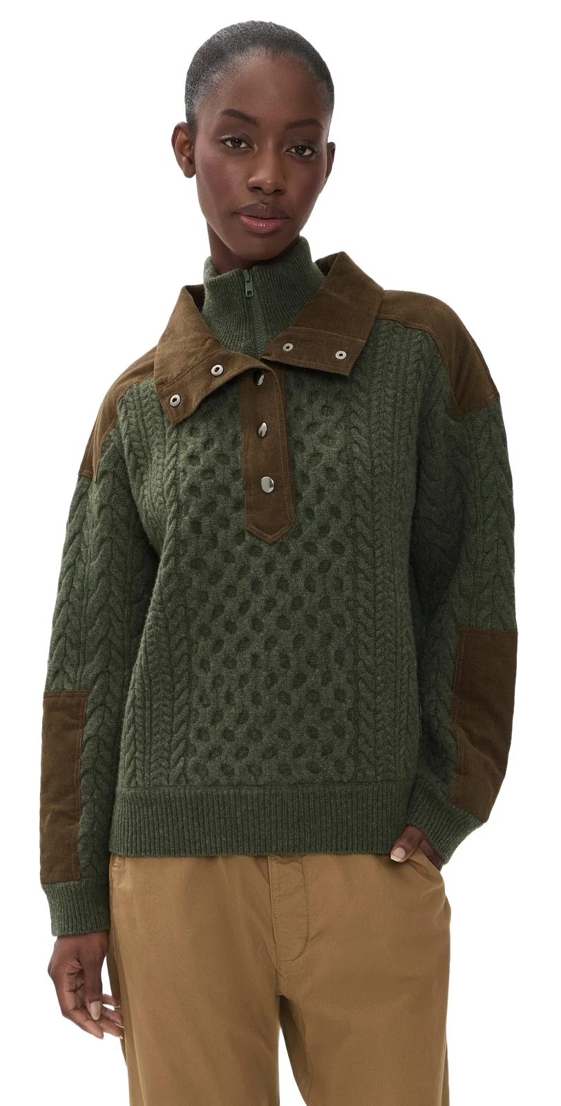 Allen Cable Half Zip Double Layer Sweater