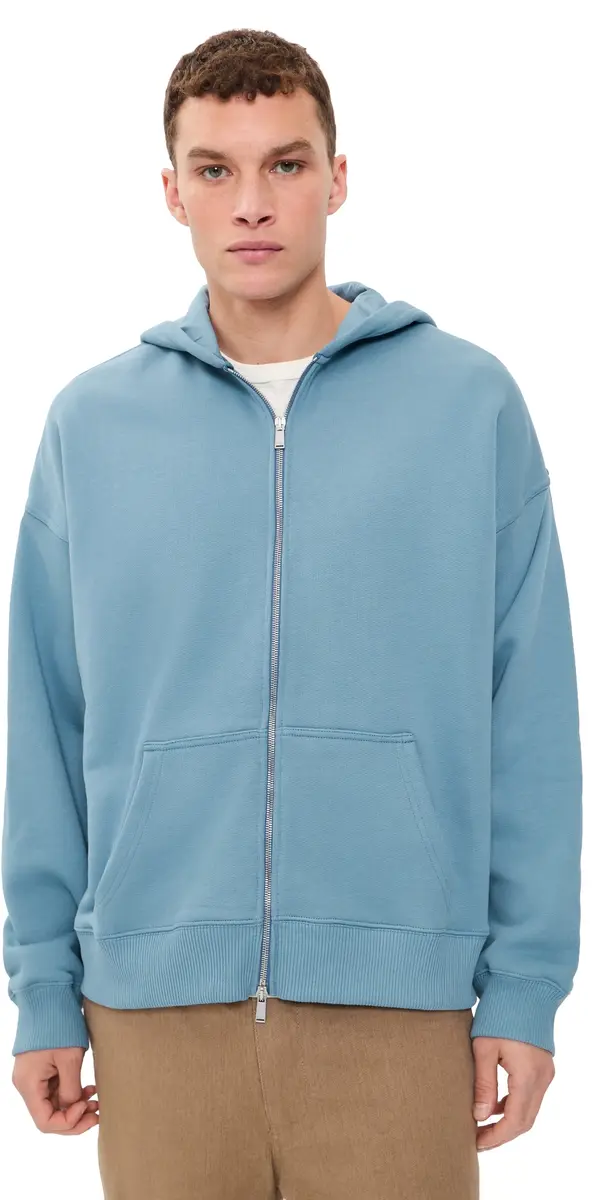 The Elder Statesman Coastal Zip Hoodie Bayou Blue | Image 1 The Elder Statesman Coastal Zip Hoodie Bayou Blue | Image 1