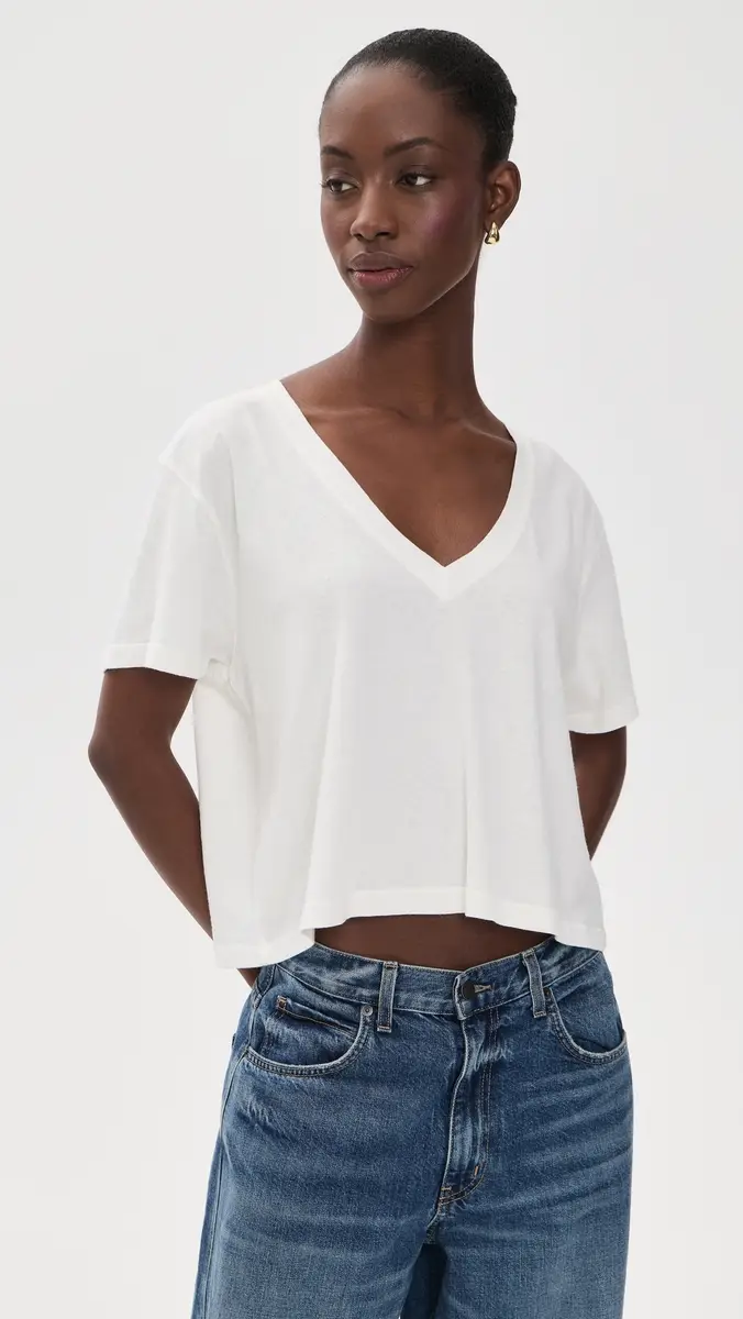 Askk NY Shrunken V Neck Tee | Thumbnail 2 Askk NY Shrunken V Neck Tee | Thumbnail 2