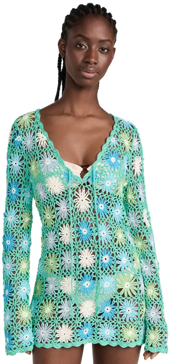 Show Me Your Mumu Vacay Mini Coverup Blue ulti Floral | Image 1 Show Me Your Mumu Vacay Mini Coverup Blue ulti Floral | Image 1