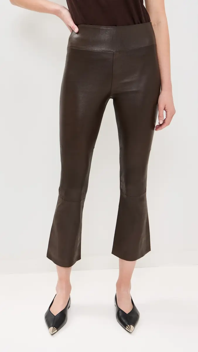 Sprwmn Grace Leather Crop Flare Pants | Thumbnail 3 Sprwmn Grace Leather Crop Flare Pants | Thumbnail 3