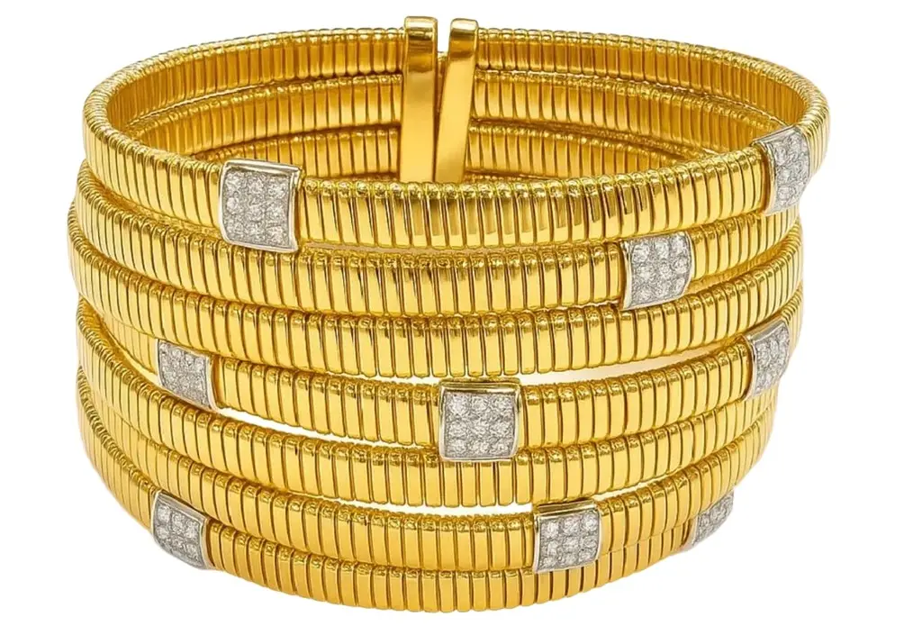 Wish Fine Jewelry 1.47ct Diamond 18K Gold Statement Bangle Multi Row Bracelet | Image 1 Wish Fine Jewelry 1.47ct Diamond 18K Gold Statement Bangle Multi Row Bracelet | Image 1