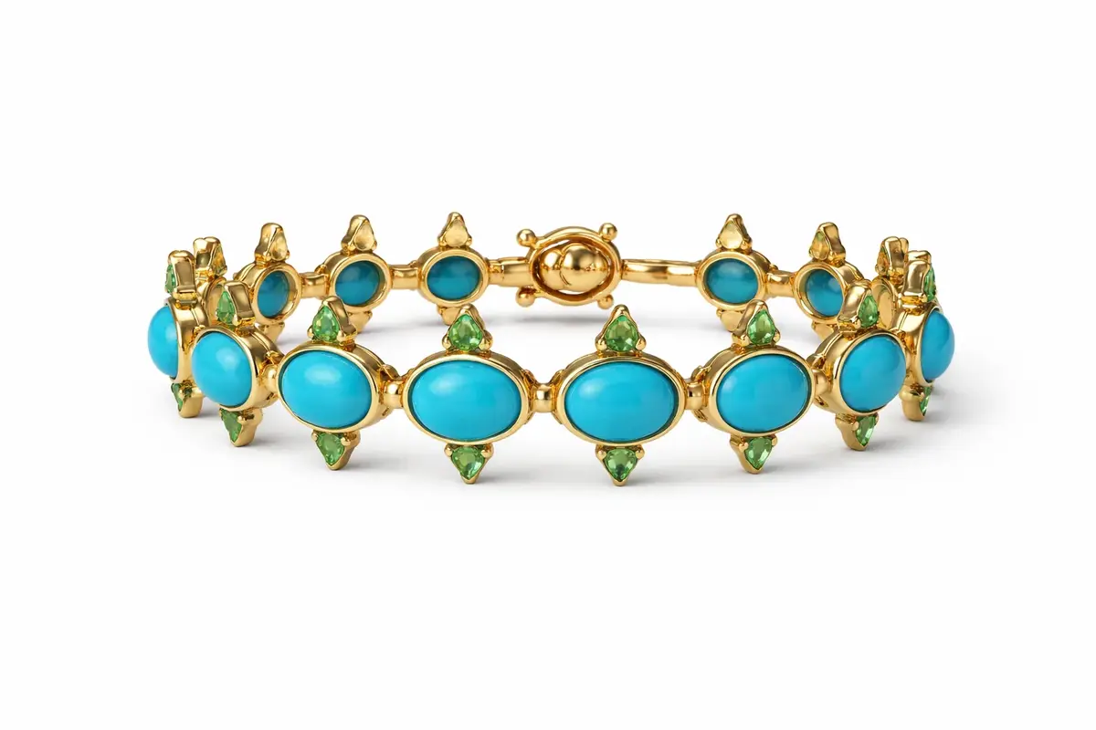 Wish Fine Jewelry 15.26ct Emerald Turquoise 18K Gold Bracelet | Image 1 Wish Fine Jewelry 15.26ct Emerald Turquoise 18K Gold Bracelet | Image 1