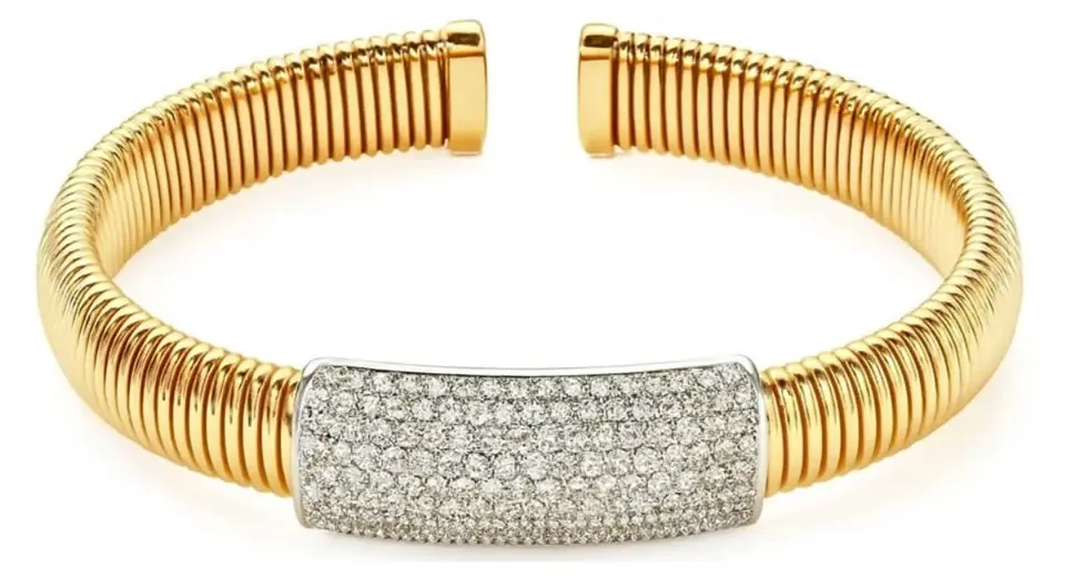 Wish Fine Jewelry 2.26ct Diamond 18K Gold Statement Bangle Bracelet | Image 1 Wish Fine Jewelry 2.26ct Diamond 18K Gold Statement Bangle Bracelet | Image 1