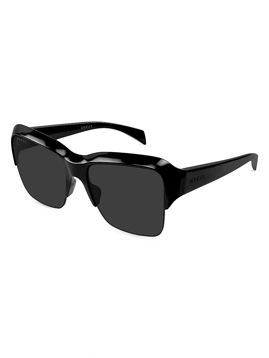 Gucci Men's 70's Nuances 57MM Navigator Sunglasses - Black | Image 1 Gucci Men's 70's Nuances 57MM Navigator Sunglasses - Black | Image 1