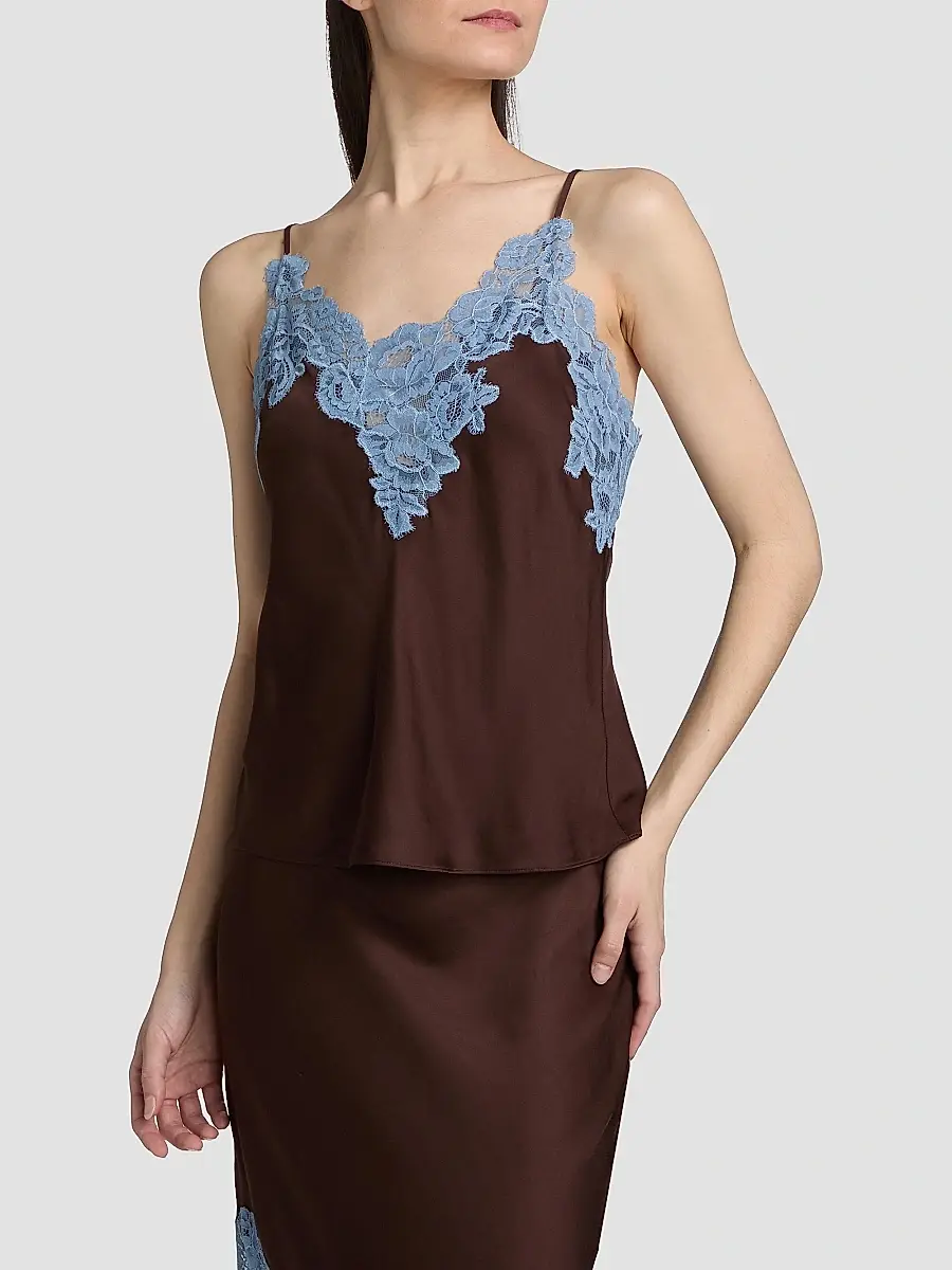 A.L.C. A. L.C. Women's Hana Lace & Satin Top - Ganache French Blue | Thumbnail 3 A.L.C. A. L.C. Women's Hana Lace & Satin Top - Ganache French Blue | Thumbnail 3
