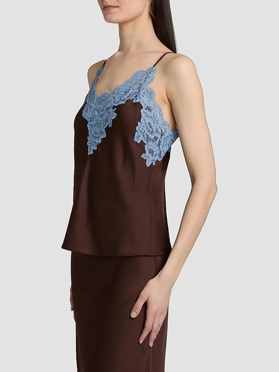 A.L.C. A. L.C. Women's Hana Lace & Satin Top - Ganache French Blue | Thumbnail 4 A.L.C. A. L.C. Women's Hana Lace & Satin Top - Ganache French Blue | Thumbnail 4