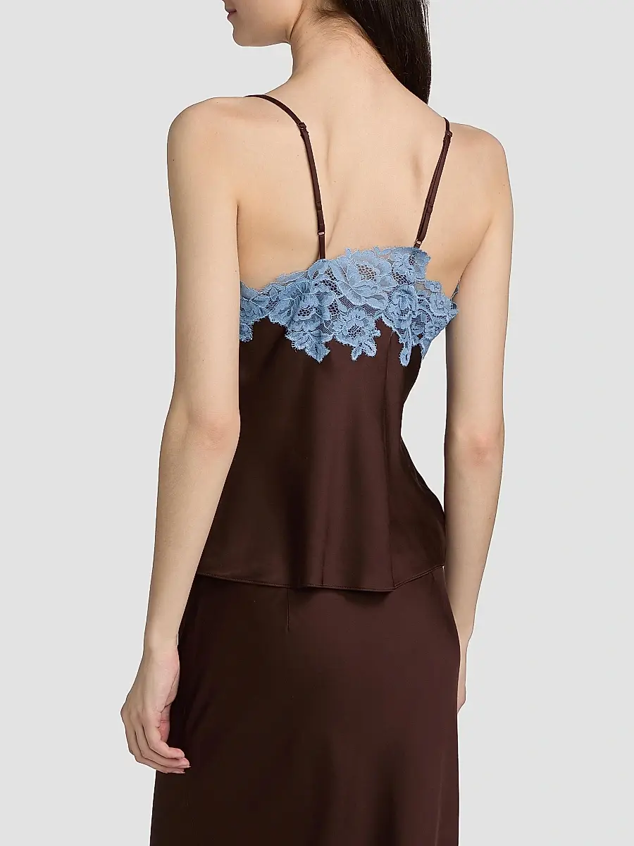 A.L.C. A. L.C. Women's Hana Lace & Satin Top - Ganache French Blue | Thumbnail 5 A.L.C. A. L.C. Women's Hana Lace & Satin Top - Ganache French Blue | Thumbnail 5