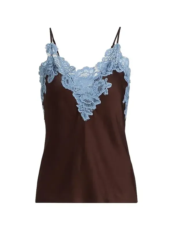 A.L.C. A. L.C. Women's Hana Lace & Satin Top - Ganache French Blue