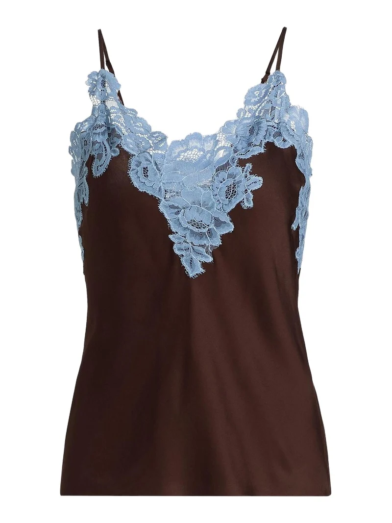 A.L.C. A. L.C. Women's Hana Lace & Satin Top - Ganache French Blue