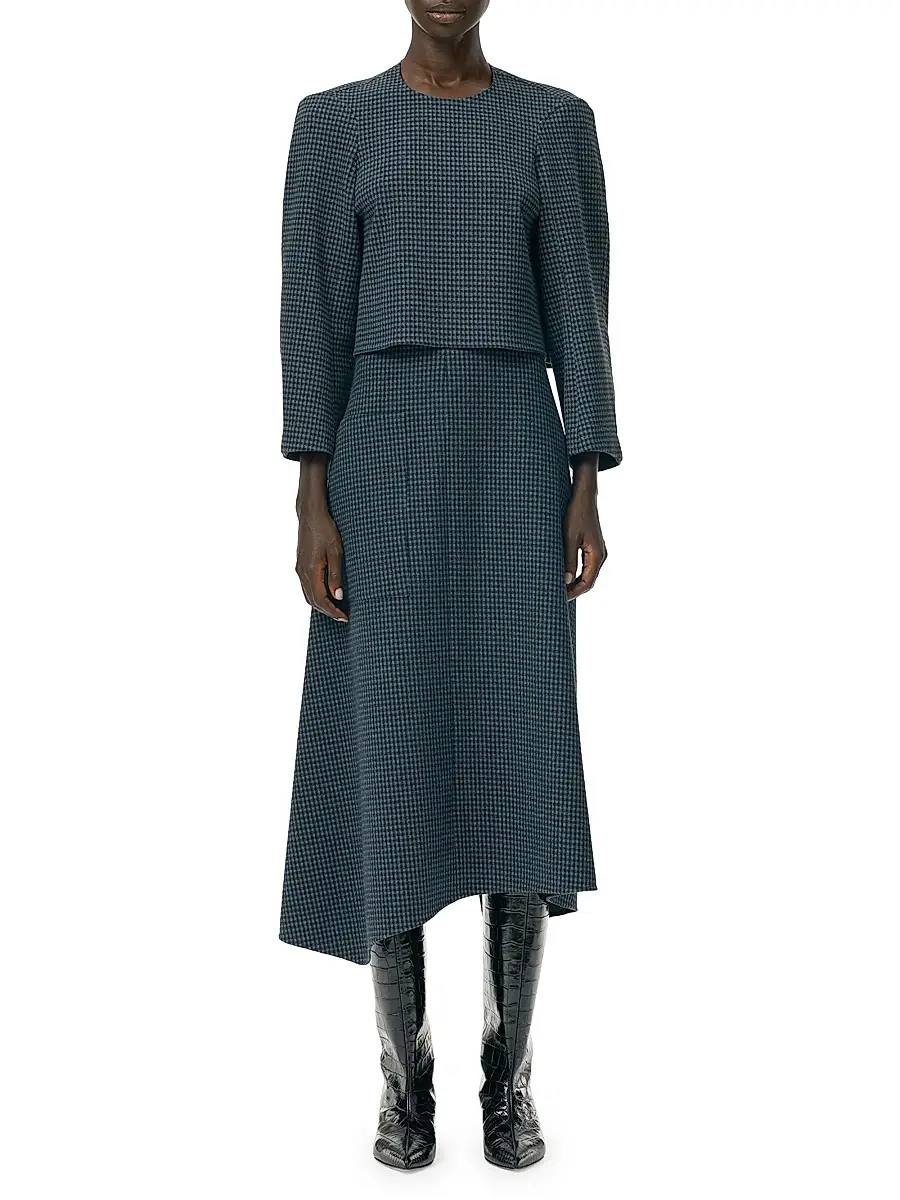 Tibi Women's Camille Check Origami Faux-Wrap Skirt | Thumbnail 2 Tibi Women's Camille Check Origami Faux-Wrap Skirt | Thumbnail 2