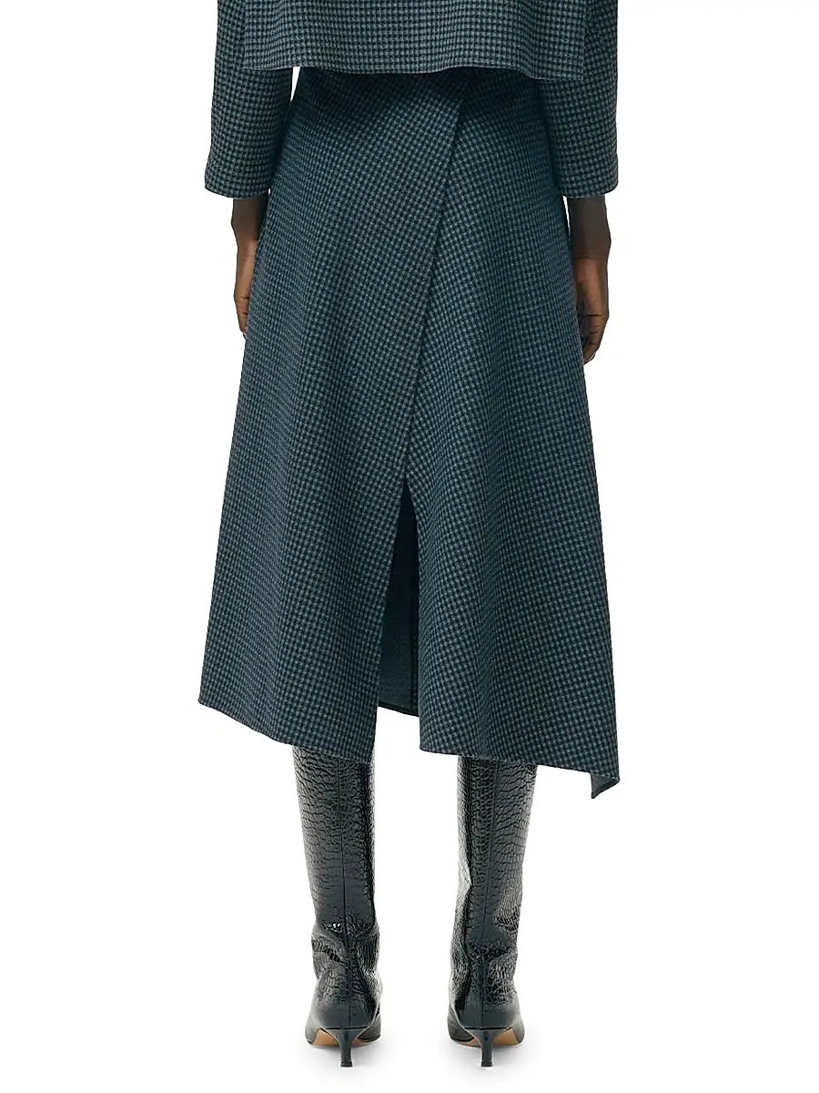 Tibi Women's Camille Check Origami Faux-Wrap Skirt | Thumbnail 3 Tibi Women's Camille Check Origami Faux-Wrap Skirt | Thumbnail 3