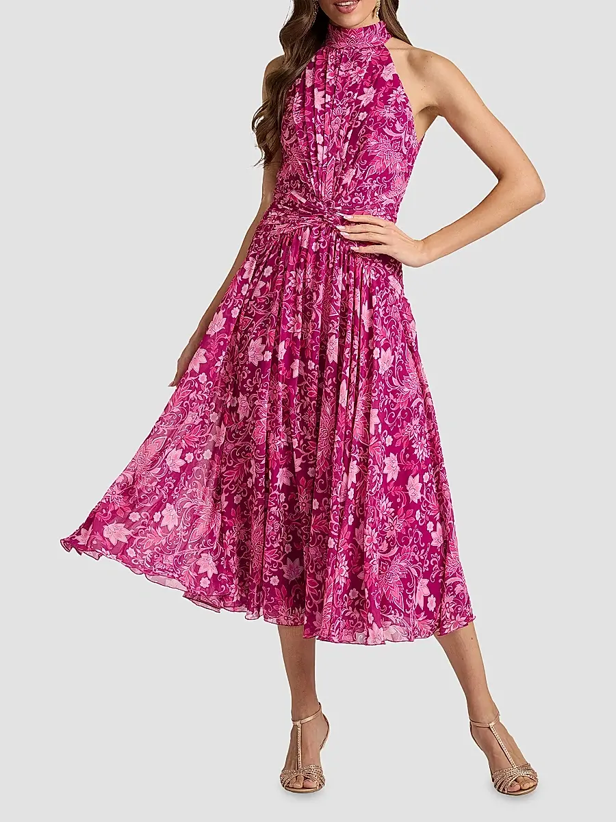 Tadashi Shoji Women's Pleated Floral Midi Dress | Thumbnail 2 Tadashi Shoji Women's Pleated Floral Midi Dress | Thumbnail 2