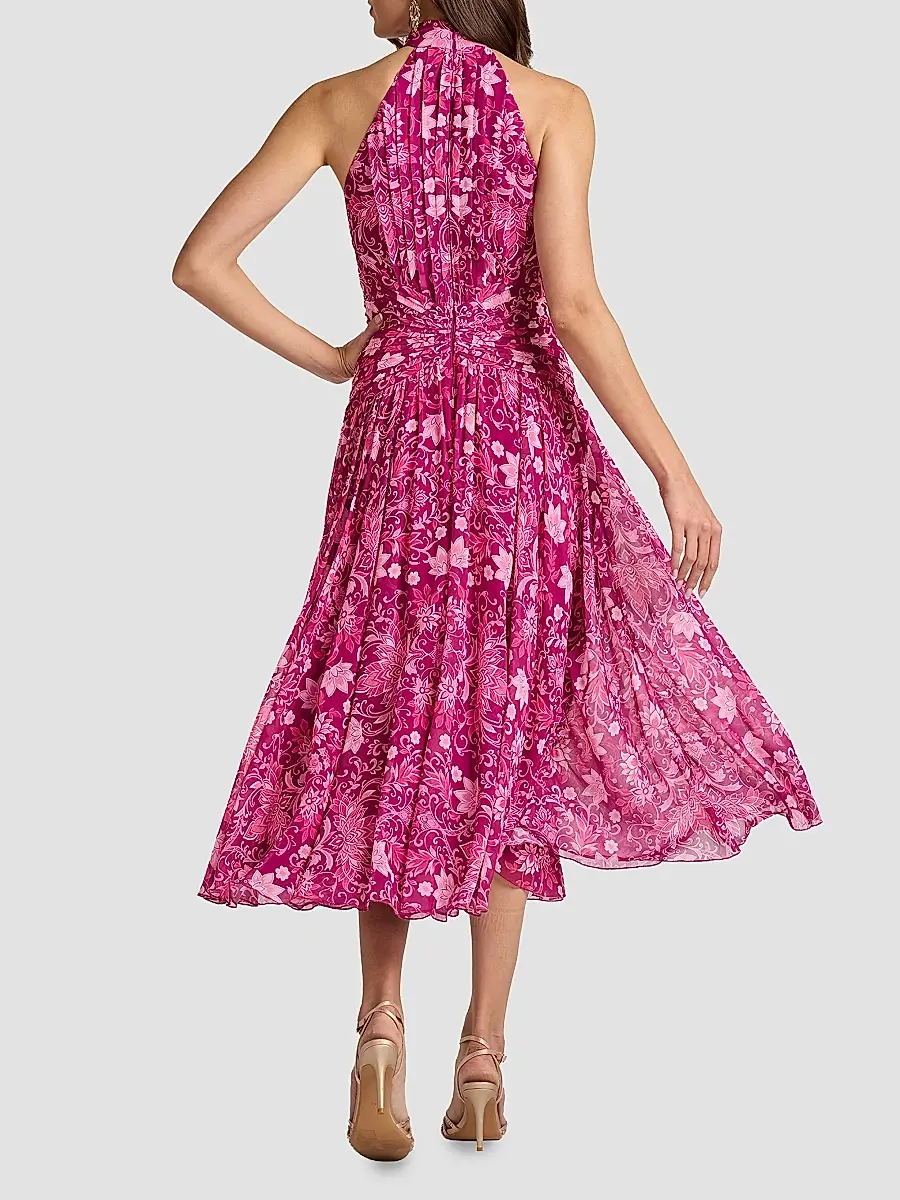 Tadashi Shoji Women's Pleated Floral Midi Dress | Thumbnail 3 Tadashi Shoji Women's Pleated Floral Midi Dress | Thumbnail 3