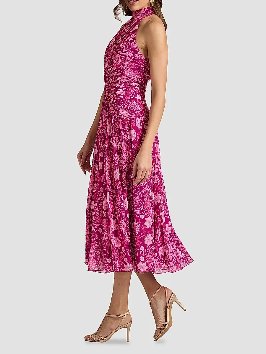 Tadashi Shoji Women's Pleated Floral Midi Dress | Thumbnail 5 Tadashi Shoji Women's Pleated Floral Midi Dress | Thumbnail 5