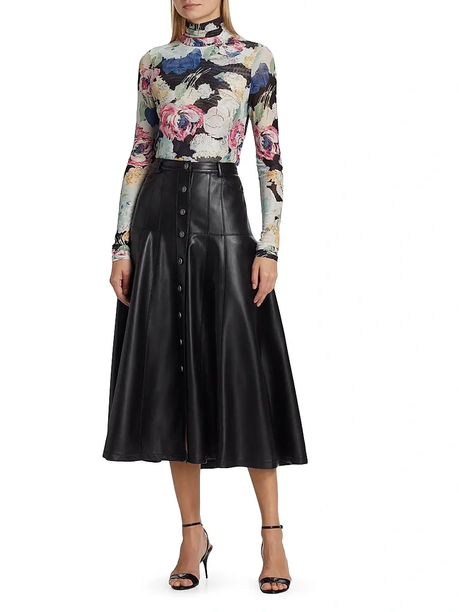 Cinq à Sept Women's Veena Faux Leather Midi-Skirt | Thumbnail 2 Cinq à Sept Women's Veena Faux Leather Midi-Skirt | Thumbnail 2