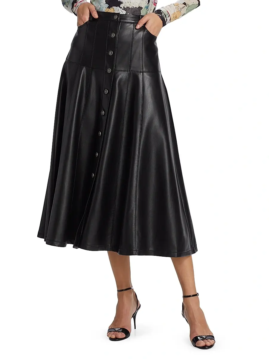 Cinq à Sept Women's Veena Faux Leather Midi-Skirt | Thumbnail 3 Cinq à Sept Women's Veena Faux Leather Midi-Skirt | Thumbnail 3