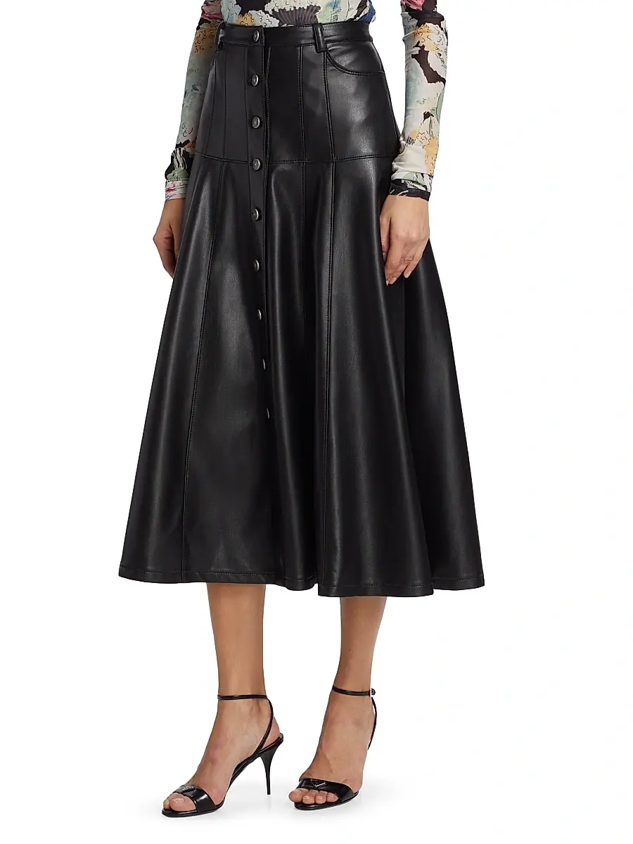 Cinq à Sept Women's Veena Faux Leather Midi-Skirt | Thumbnail 4 Cinq à Sept Women's Veena Faux Leather Midi-Skirt | Thumbnail 4