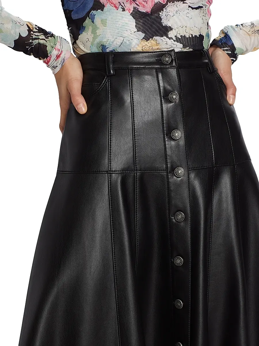 Cinq à Sept Women's Veena Faux Leather Midi-Skirt | Thumbnail 6 Cinq à Sept Women's Veena Faux Leather Midi-Skirt | Thumbnail 6