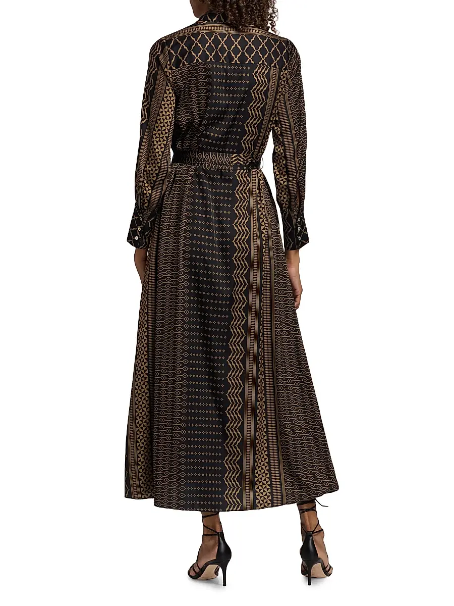 Misa Los Angeles Women's Herminia Geometric Tie-Waist Midi-Shirtdress | Thumbnail 5 Misa Los Angeles Women's Herminia Geometric Tie-Waist Midi-Shirtdress | Thumbnail 5