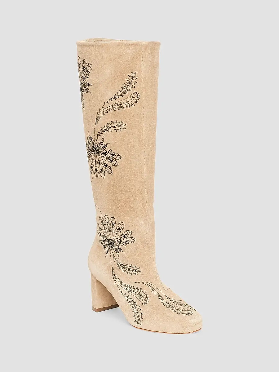 Cinq à Sept Women's Resort Dani 70MM Embroidered Suede Boots | Thumbnail 2 Cinq à Sept Women's Resort Dani 70MM Embroidered Suede Boots | Thumbnail 2