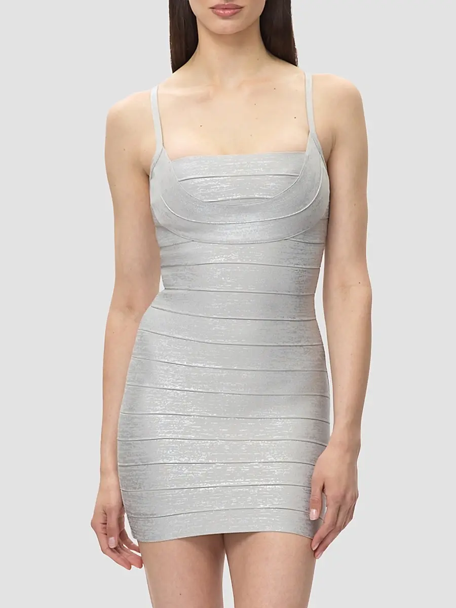 Hervé Léger Women's Bandage-Knit Metallic Body-Con Mini Dress | Thumbnail 2 Hervé Léger Women's Bandage-Knit Metallic Body-Con Mini Dress | Thumbnail 2