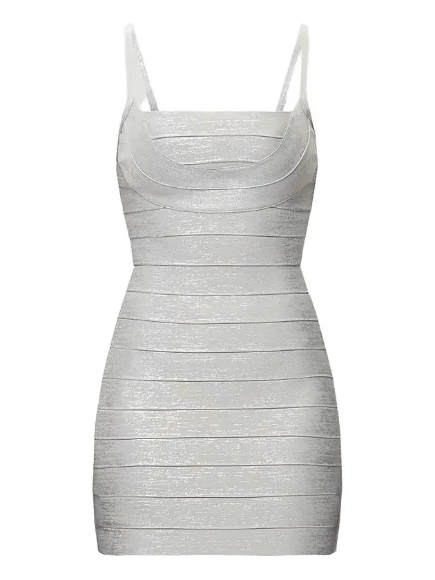 Women's Bandage-Knit Metallic Body-Con Mini Dress