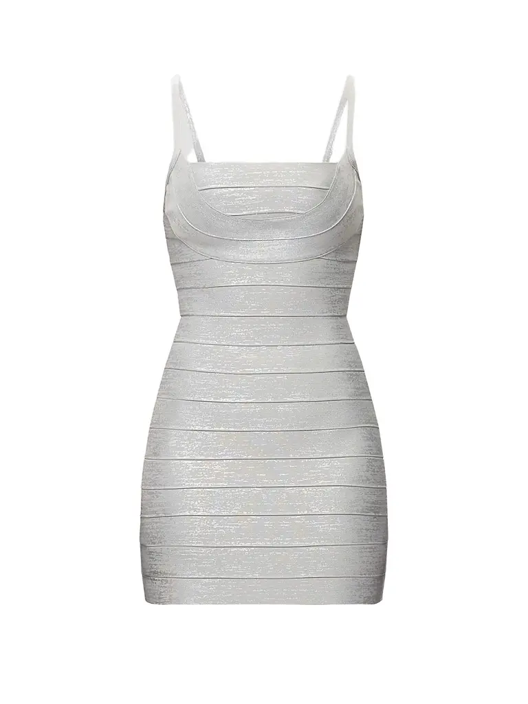 Hervé Léger Women's Bandage-Knit Metallic Body-Con Mini Dress - Silver Foil | Image 1 Hervé Léger Women's Bandage-Knit Metallic Body-Con Mini Dress - Silver Foil | Image 1