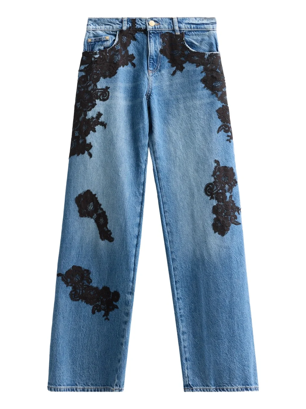 Women's Bambie Lace Appliqué Straight Jeans Women's Bambie Lace Appliqué Straight Jeans
