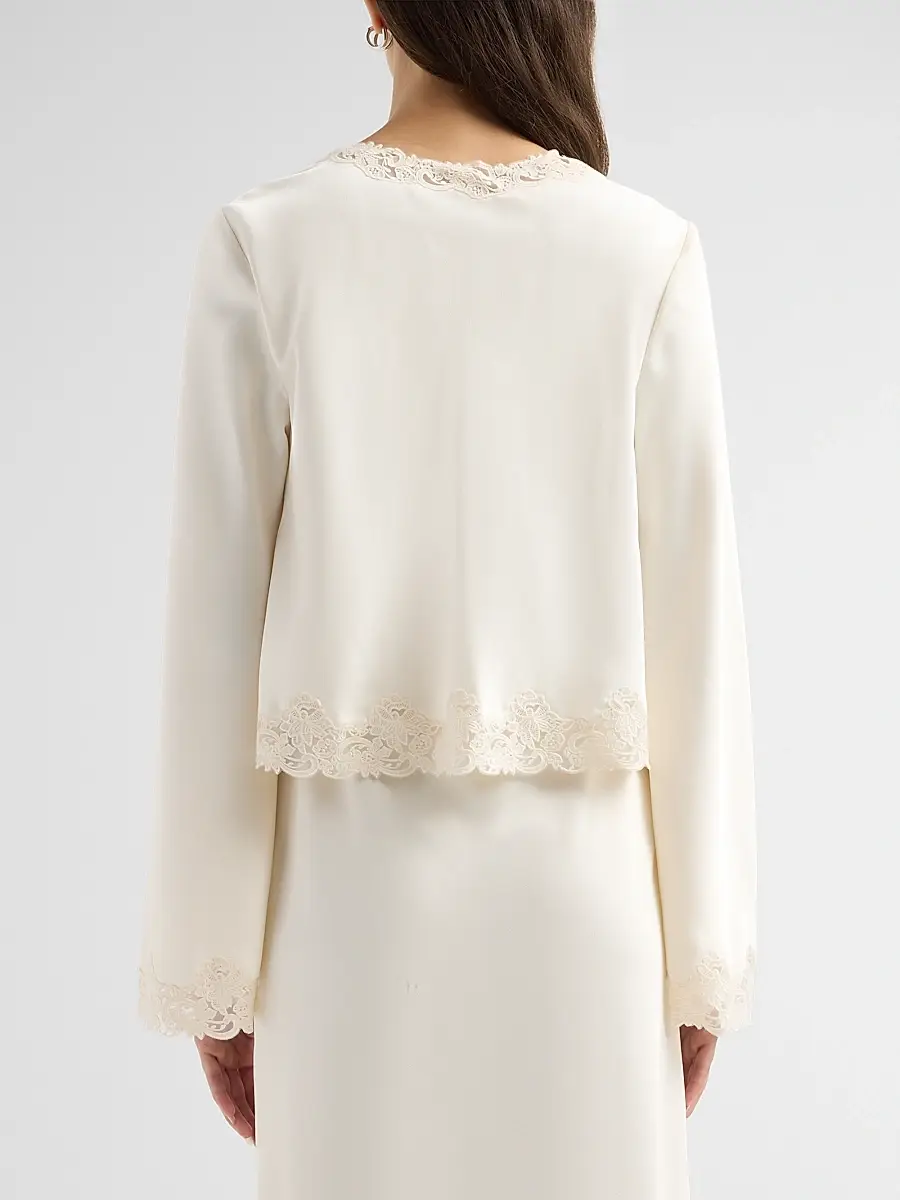 LoveShackFancy Women's Fioretta Lace-Trim Satin Top | Thumbnail 3 LoveShackFancy Women's Fioretta Lace-Trim Satin Top | Thumbnail 3