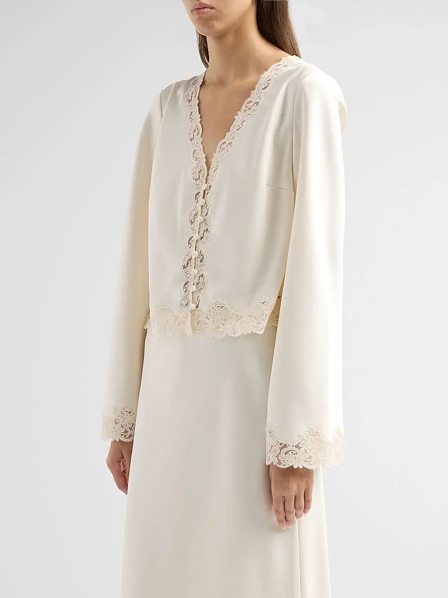 LoveShackFancy Women's Fioretta Lace-Trim Satin Top | Thumbnail 4 LoveShackFancy Women's Fioretta Lace-Trim Satin Top | Thumbnail 4